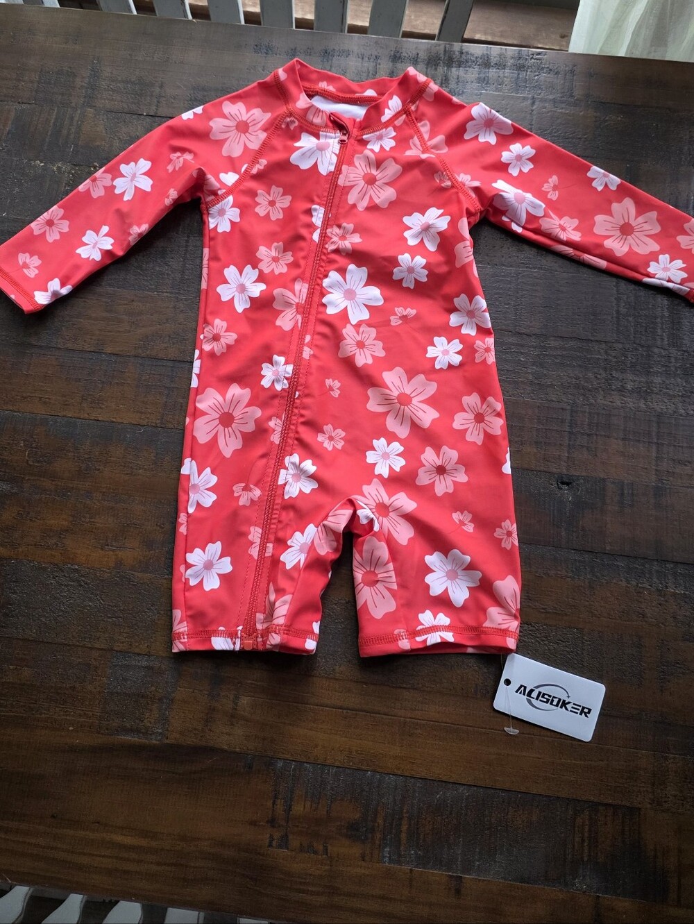 Kids' Red Floral One-Piece Swim Suit